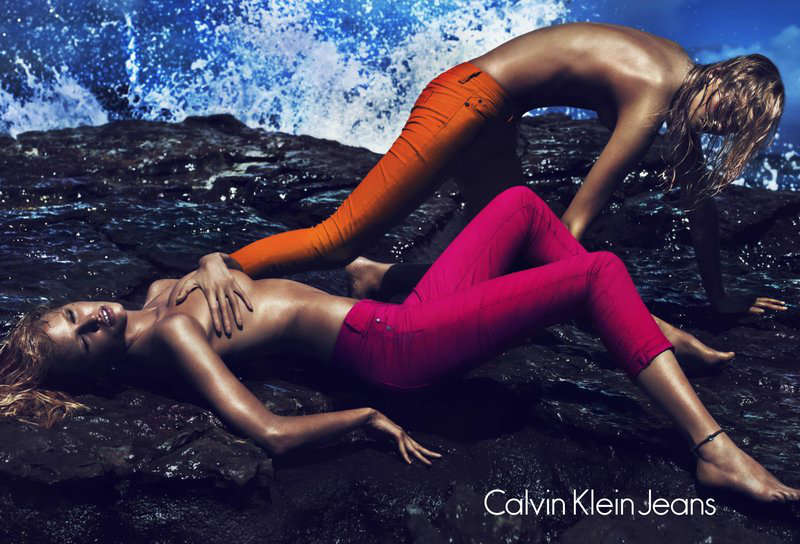 Lara Stone  Toni Garrn      Calvin Klein Jeans