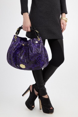 Вместительная женская сумка фиолетового цвета, Mulberry