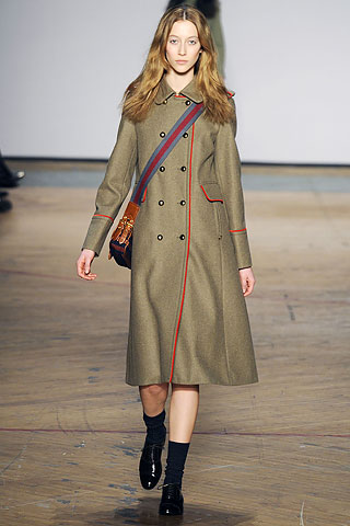 Длинное зеленое двубортное пальто в стиле милитари, Marc by Marc Jacobs