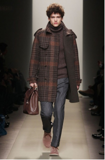 Мужской клечатый тренч-коат Bottega Veneta