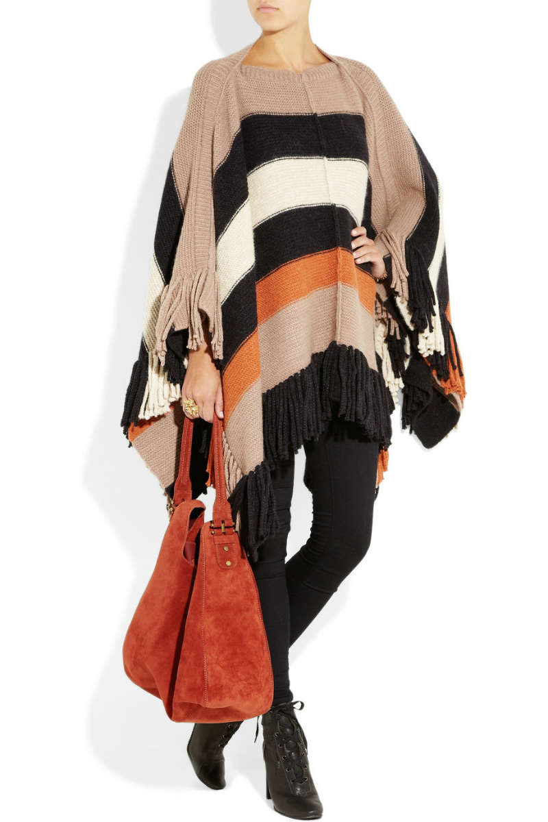 Девушка в полосатом пончо из шерсти, Sonia Rykiel