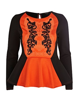  ASOS Orange oriental beaded peplum top