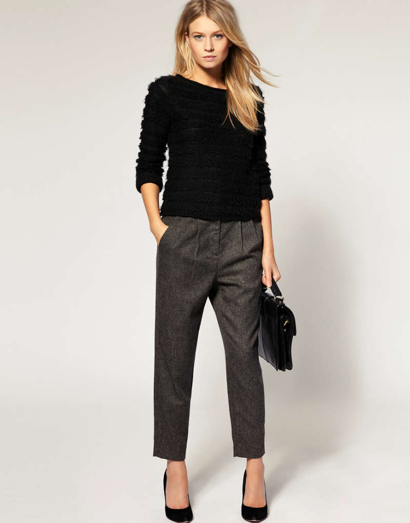 Девушка в шерстяных прямых брюках, Vero Moda