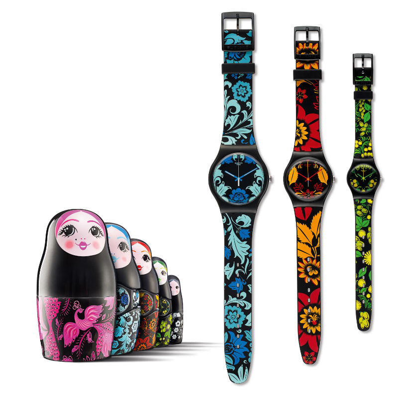 Часы SWATCH в русском стиле из коллекции Kalinka Malinka