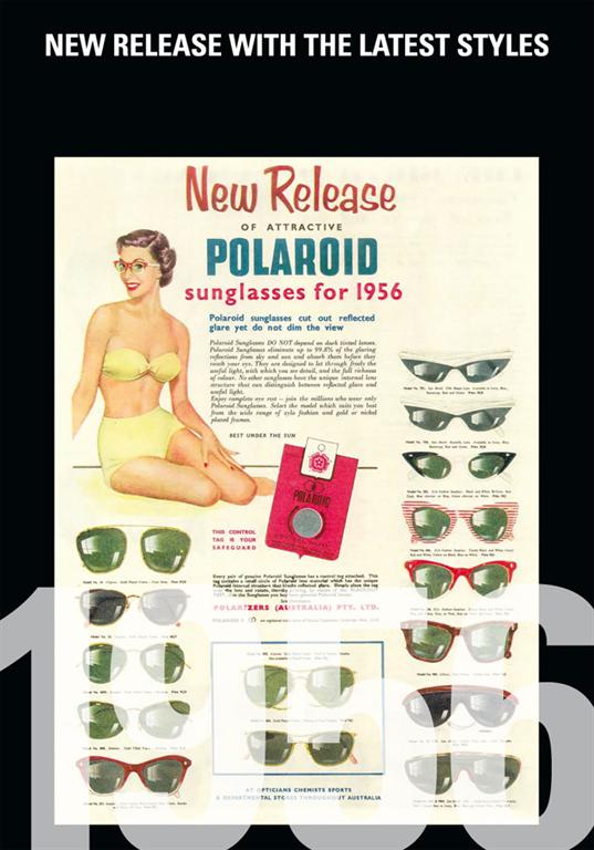 Ретро реклама женских солнцезащитных очков Polaroid 1956 года